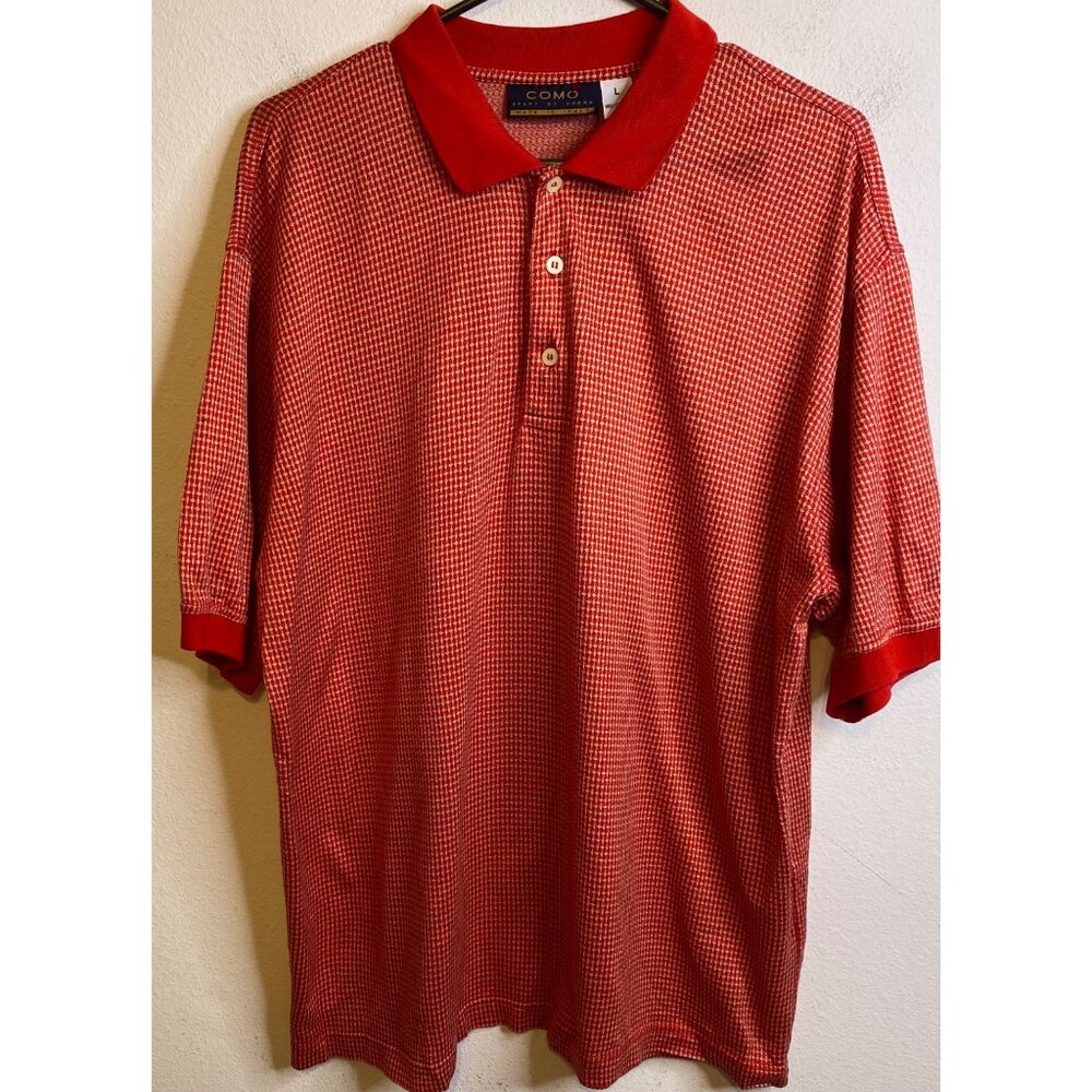 Como Sport by Cobra Golf Polo Shirt Mens Cotton Patterned Short Sleeve RED LARGE